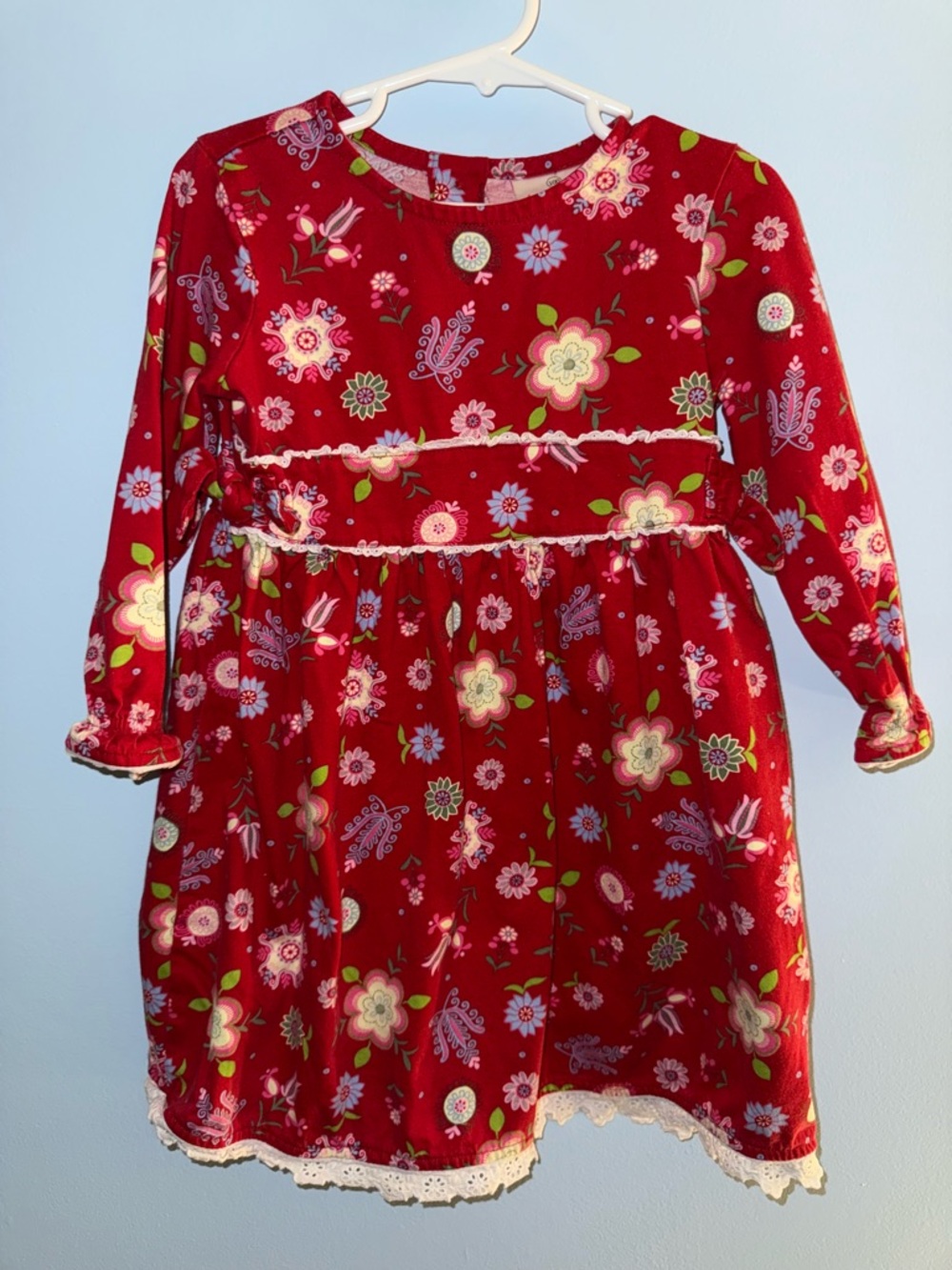 Red Floral Long Sleeve Girls Dress - Hanna Andersson